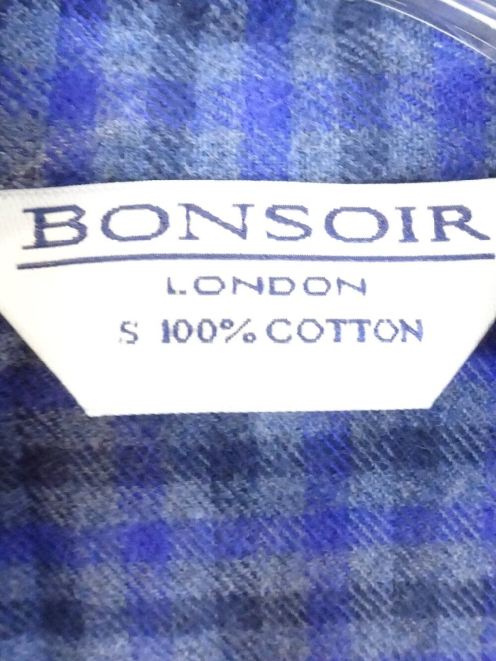 Bonsoir Plaid Blue Flannel Nightgown Women's Size S Cotton Long Sleeve Cozy - Picture 4 of 7